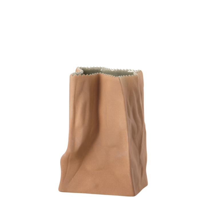 Porcelanowy wazon Paper Bag szaro-brązowy midi 14 cm Rosenthal