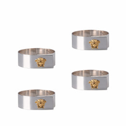 Zestaw 4 serwetników Versace Medusa Silver Gold