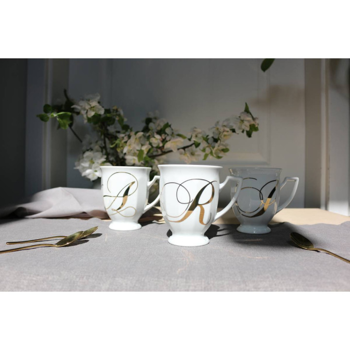 Porcelanowy kubek mały Maria Biała alfabet ,,E" Rosenthal