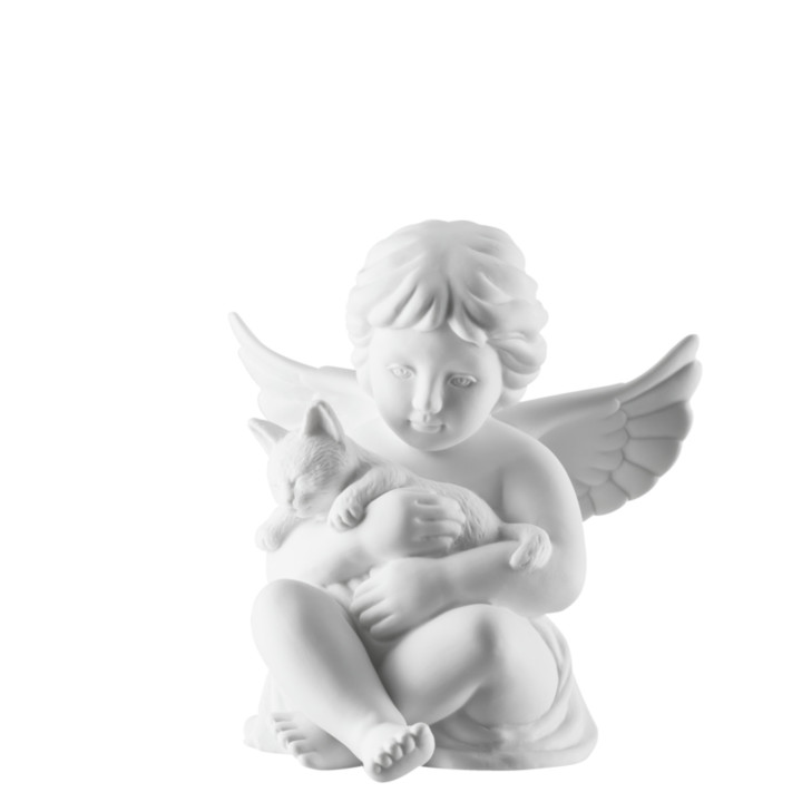 Porcelanowy anioł duży z kotem Rosenthal