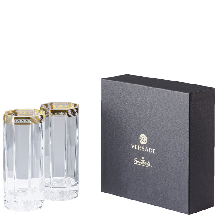 Zestaw 2 szklanek Longdrink Versace Crystal Medusa DOr