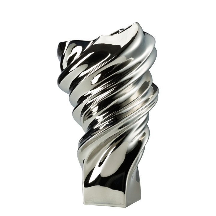 Porcelanowy wazon Squall srebrny 32 cm Rosenthal